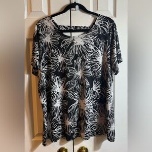 Elegant Floral Black and White Women's Top